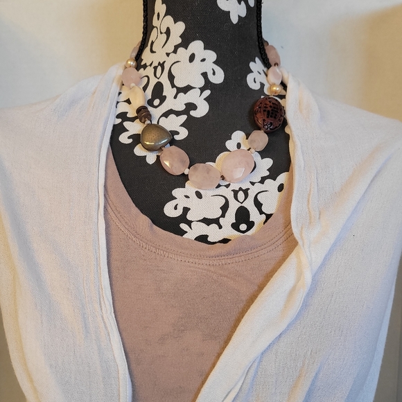 Silpada Rose Quartz Gemstone Chunky Necklace Silver Clasp 19" - Picture 10 of 10